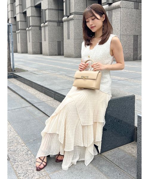 SNIDEL スクエアヘムティアードスカート　ホワイト　WHT/0 スナイデル SNIDEL スクエアヘムティアードスカート （WHT
