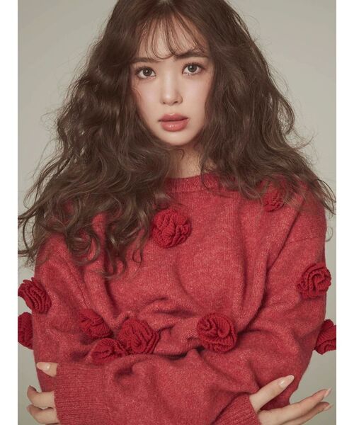 CALNAMUR（カルナムール）の「バラモチーフニット（ニット/セーター・レディース・レッド/ホワイト/ブラック・FREE）」の4枚目の写真