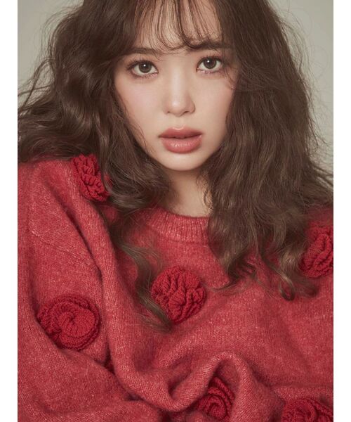 CALNAMUR（カルナムール）の「バラモチーフニット（ニット/セーター・レディース・レッド/ホワイト/ブラック・FREE）」の6枚目の写真