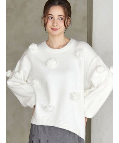 CALNAMUR（カルナムール）の「バラモチーフニット（ニット/セーター・レディース・レッド/ホワイト/ブラック・FREE）」の12枚目の写真