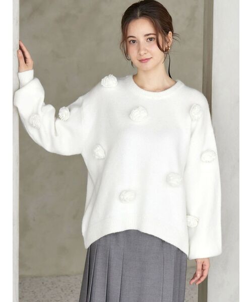 CALNAMUR（カルナムール）の「バラモチーフニット（ニット/セーター・レディース・レッド/ホワイト/ブラック・FREE）」の13枚目の写真