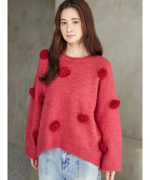 CALNAMUR（カルナムール）の「バラモチーフニット（ニット/セーター・レディース・レッド/ホワイト/ブラック・FREE）」の15枚目の写真