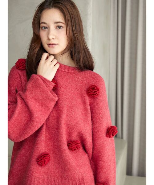 CALNAMUR（カルナムール）の「バラモチーフニット（ニット/セーター・レディース・レッド/ホワイト/ブラック・FREE）」の16枚目の写真