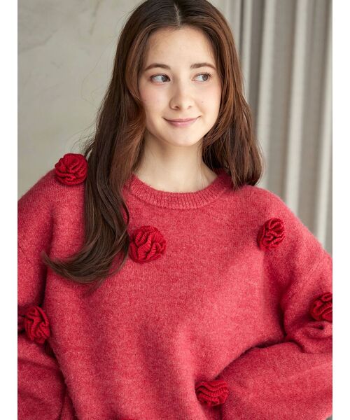 CALNAMUR（カルナムール）の「バラモチーフニット（ニット/セーター・レディース・レッド/ホワイト/ブラック・FREE）」の17枚目の写真