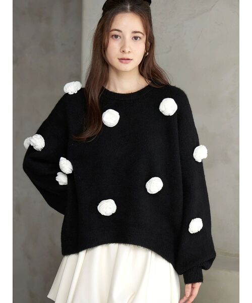 CALNAMUR（カルナムール）の「バラモチーフニット（ニット/セーター・レディース・レッド/ホワイト/ブラック・FREE）」の18枚目の写真