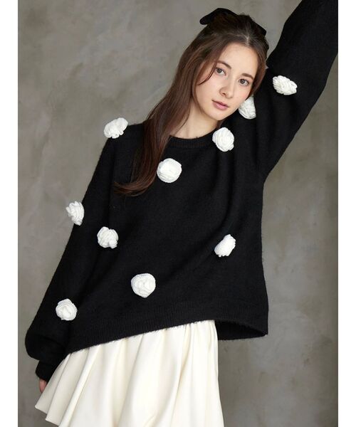 CALNAMUR（カルナムール）の「バラモチーフニット（ニット/セーター・レディース・レッド/ホワイト/ブラック・FREE）」の19枚目の写真