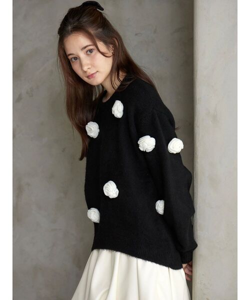 CALNAMUR（カルナムール）の「バラモチーフニット（ニット/セーター・レディース・レッド/ホワイト/ブラック・FREE）」の20枚目の写真