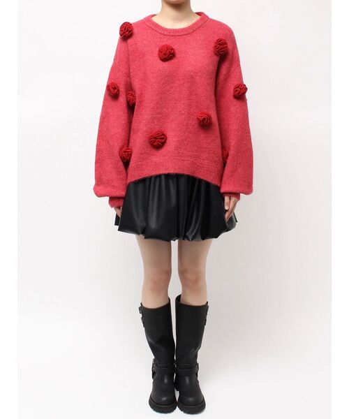 CALNAMUR（カルナムール）の「バラモチーフニット（ニット/セーター・レディース・レッド/ホワイト/ブラック・FREE）」の13枚目の写真