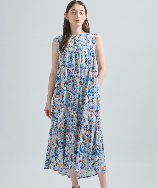 ketty（ケティ）の「レーヨンティアードワンピース≪手洗い可能≫（ワンピース・レディース・ブルー系その他/ネイビー/グリーン系その他・M）」の3枚目の写真