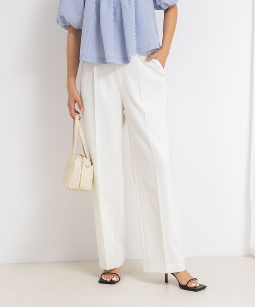 NOLLEY’S Sophi（ノーリーズソフィ）の「ウォッシャブル麻調ドライシャンタンライトワイドパンツ（その他パンツ・レディース・オフホワイト/チャコールグレー/ベージュ・34/36/38）」の2枚目の写真