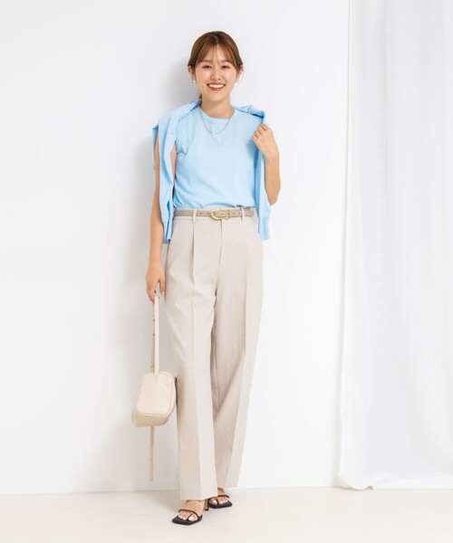 NOLLEY’S Sophi（ノーリーズソフィ）の「ウォッシャブル麻調ドライシャンタンライトワイドパンツ（その他パンツ・レディース・オフホワイト/チャコールグレー/ベージュ・34/36/38）」の6枚目の写真