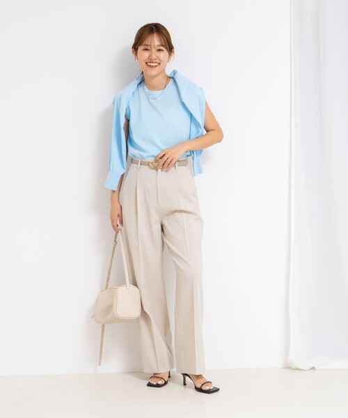 NOLLEY’S Sophi（ノーリーズソフィ）の「ウォッシャブル麻調ドライシャンタンライトワイドパンツ（その他パンツ・レディース・オフホワイト/チャコールグレー/ベージュ・34/36/38）」の9枚目の写真