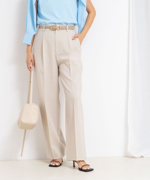 NOLLEY’S Sophi（ノーリーズソフィ）の「ウォッシャブル麻調ドライシャンタンライトワイドパンツ（その他パンツ・レディース・オフホワイト/チャコールグレー/ベージュ・34/36/38）」の10枚目の写真