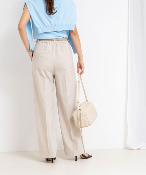 NOLLEY’S Sophi（ノーリーズソフィ）の「ウォッシャブル麻調ドライシャンタンライトワイドパンツ（その他パンツ・レディース・オフホワイト/チャコールグレー/ベージュ・34/36/38）」の11枚目の写真