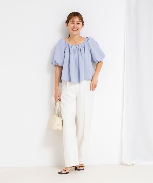 NOLLEY’S Sophi（ノーリーズソフィ）の「ウォッシャブル麻調ドライシャンタンライトワイドパンツ（その他パンツ・レディース・オフホワイト/チャコールグレー/ベージュ・34/36/38）」の20枚目の写真