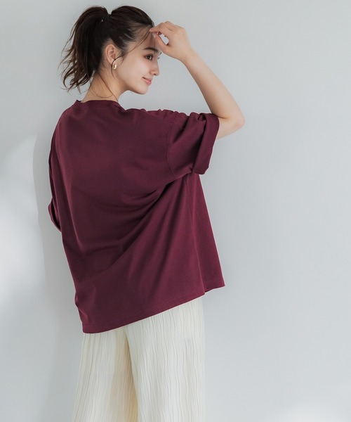 coca（coca）（コカ）の「ワンポイント刺繍Tシャツ（Tシャツ/カットソー・メンズ・ライトベージュ/ワイン・XL/M/L）」の5枚目の写真