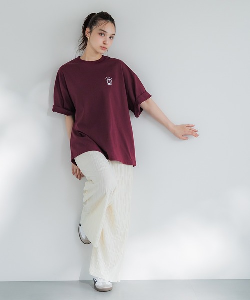 coca（coca）（コカ）の「ワンポイント刺繍Tシャツ（Tシャツ/カットソー・メンズ・ライトベージュ/ワイン・XL/M/L）」の6枚目の写真