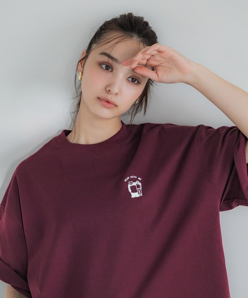 coca（coca）（コカ）の「ワンポイント刺繍Tシャツ（Tシャツ/カットソー・メンズ・ライトベージュ/ワイン・XL/M/L）」の7枚目の写真