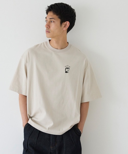 coca（coca）（コカ）の「ワンポイント刺繍Tシャツ（Tシャツ/カットソー・メンズ・ライトベージュ/ワイン・XL/M/L）」の9枚目の写真
