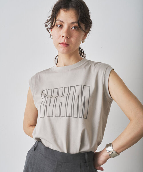 Whim Gazette(ウィムガゼット)の「ノースリーブロゴTシャツ(Tシャツ/カットソー・レディース・オフホワイト/ベビーピンク/ライトグレー・FREE)」の1枚目の写真