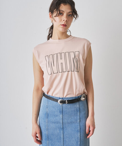Whim Gazette(ウィムガゼット)の「ノースリーブロゴTシャツ(Tシャツ/カットソー・レディース・オフホワイト/ベビーピンク/ライトグレー・FREE)」の10枚目の写真
