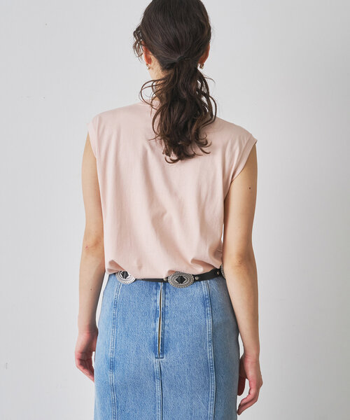 Whim Gazette(ウィムガゼット)の「ノースリーブロゴTシャツ(Tシャツ/カットソー・レディース・オフホワイト/ベビーピンク/ライトグレー・FREE)」の12枚目の写真