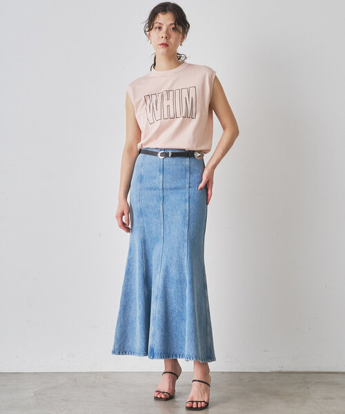 Whim Gazette(ウィムガゼット)の「ノースリーブロゴTシャツ(Tシャツ/カットソー・レディース・オフホワイト/ベビーピンク/ライトグレー・FREE)」の4枚目の写真