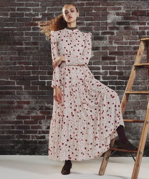 極美品✨ダブルスタンダードクロージング　幾何学プリントサテンワンピース　リボン Amazon.co.jp: [ダブルスタンダードクロージング] Sov.フラワー