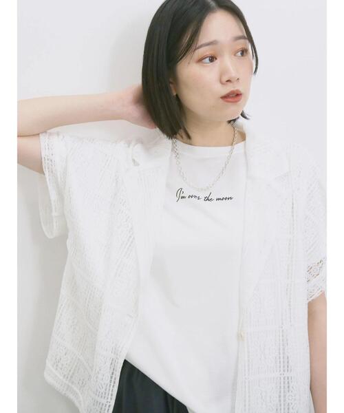 Samansa Mos2 blue(サマンサモスモスブルー)の「◎【接触冷感】ロゴプリントチュニック(Tシャツ/カットソー・レディース・ブラック/ベージュ/オフホワイト・F)」の2枚目の写真