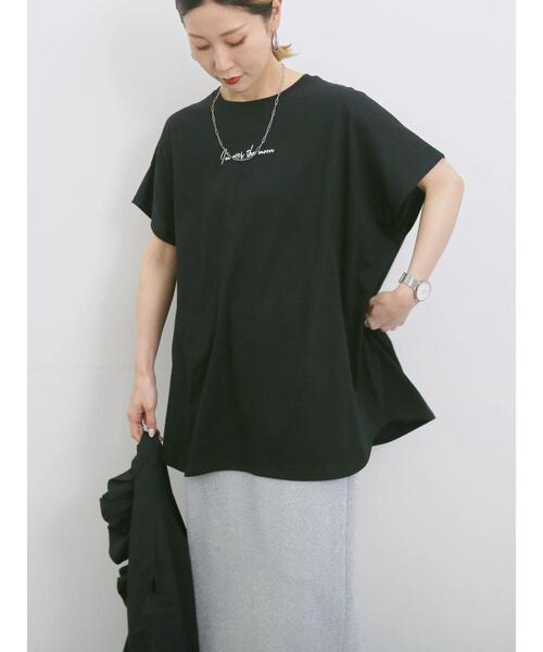 Samansa Mos2 blue(サマンサモスモスブルー)の「◎【接触冷感】ロゴプリントチュニック(Tシャツ/カットソー・レディース・ブラック/ベージュ/オフホワイト・F)」の21枚目の写真