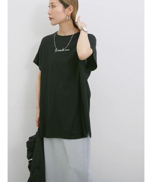 Samansa Mos2 blue(サマンサモスモスブルー)の「◎【接触冷感】ロゴプリントチュニック(Tシャツ/カットソー・レディース・ブラック/ベージュ/オフホワイト・F)」の22枚目の写真