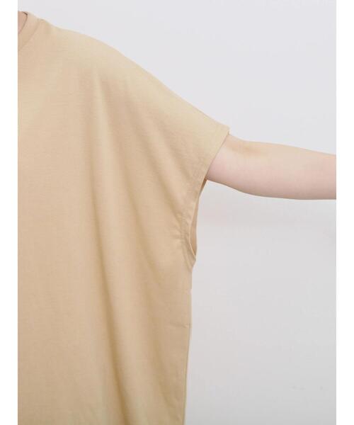 Samansa Mos2 blue(サマンサモスモスブルー)の「◎【接触冷感】ロゴプリントチュニック(Tシャツ/カットソー・レディース・ブラック/ベージュ/オフホワイト・F)」の5枚目の写真