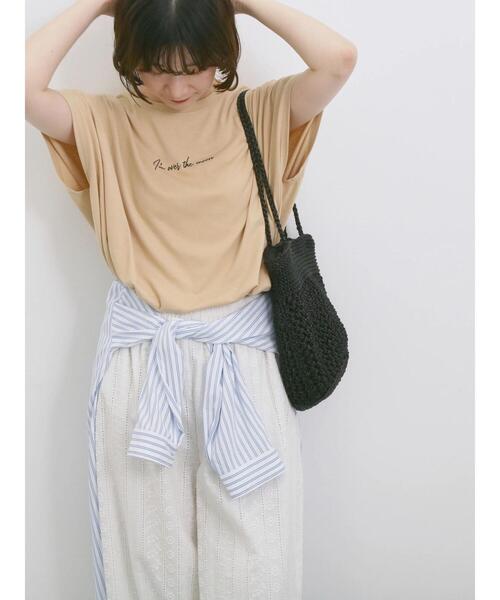 Samansa Mos2 blue(サマンサモスモスブルー)の「◎【接触冷感】ロゴプリントチュニック(Tシャツ/カットソー・レディース・ブラック/ベージュ/オフホワイト・F)」の18枚目の写真