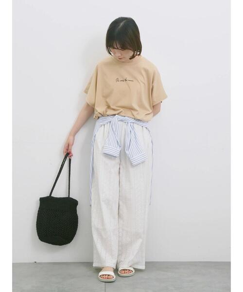 Samansa Mos2 blue(サマンサモスモスブルー)の「◎【接触冷感】ロゴプリントチュニック(Tシャツ/カットソー・レディース・ブラック/ベージュ/オフホワイト・F)」の19枚目の写真