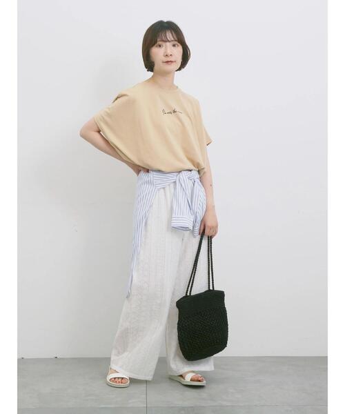 Samansa Mos2 blue(サマンサモスモスブルー)の「◎【接触冷感】ロゴプリントチュニック(Tシャツ/カットソー・レディース・ブラック/ベージュ/オフホワイト・F)」の20枚目の写真