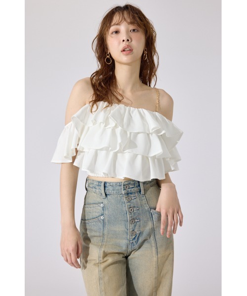 rienda（リエンダ）の「フリルツーウェイオフショルブラウス 夏服（シャツ/ブラウス・レディース・グレー/ブラック/ホワイト・FREE）」の10枚目の写真