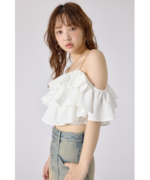 rienda（リエンダ）の「フリルツーウェイオフショルブラウス 夏服（シャツ/ブラウス・レディース・グレー/ブラック/ホワイト・FREE）」の7枚目の写真