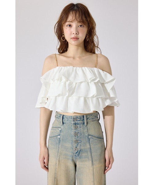 rienda（リエンダ）の「フリルツーウェイオフショルブラウス 夏服（シャツ/ブラウス・レディース・グレー/ブラック/ホワイト・FREE）」の6枚目の写真