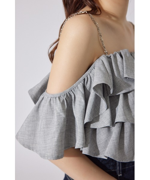 rienda（リエンダ）の「フリルツーウェイオフショルブラウス 夏服（シャツ/ブラウス・レディース・グレー/ブラック/ホワイト・FREE）」の15枚目の写真