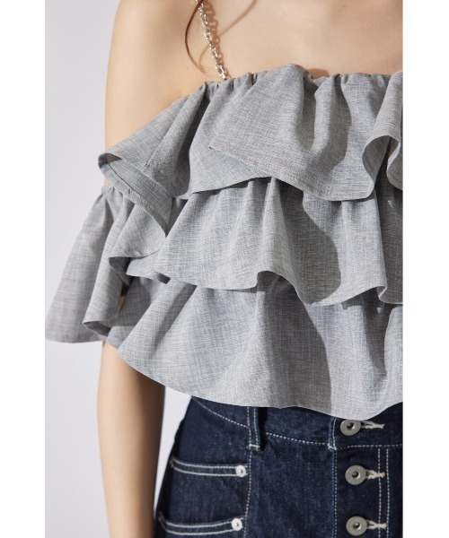 rienda（リエンダ）の「フリルツーウェイオフショルブラウス 夏服（シャツ/ブラウス・レディース・グレー/ブラック/ホワイト・FREE）」の14枚目の写真