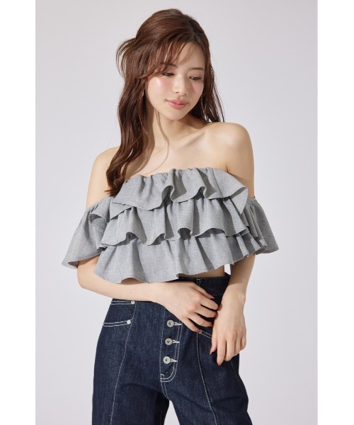 rienda（リエンダ）の「フリルツーウェイオフショルブラウス 夏服（シャツ/ブラウス・レディース・グレー/ブラック/ホワイト・FREE）」の21枚目の写真