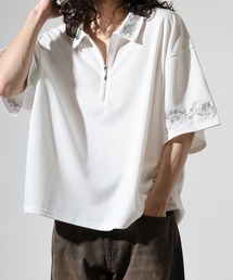 FUNALIVE（ファンアライブ）の「刺繍デザインフレアスリーブハーフジップTシャツ（Tシャツ/カットソー）」