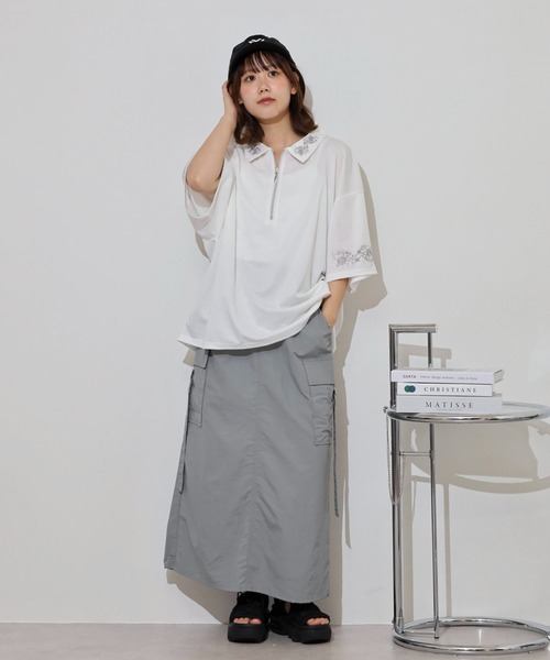 __gram.(スペースグラム)の「刺繍デザインフレアスリーブハーフジップTシャツ(Tシャツ/カットソー・メンズ・ブラック/チャコール/ホワイト・M/L)」の20枚目の写真