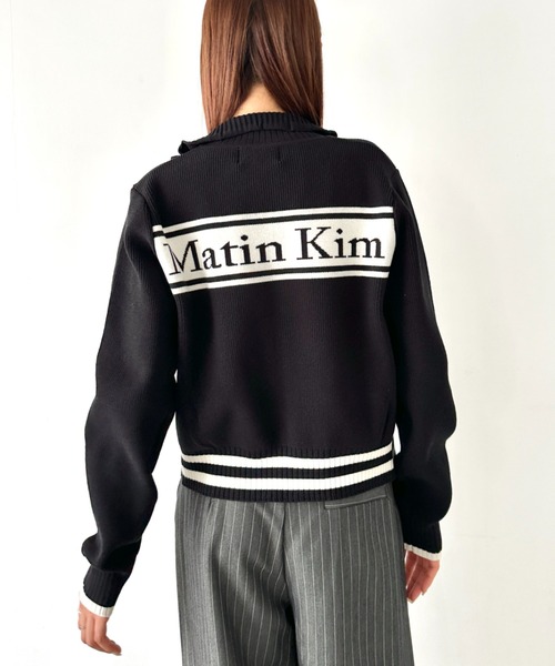Matin Kim ブラック メッシュ パーカー アウター カーディガン ニット Matin Kim ブラック メッシュ パーカー アウター カーディガン