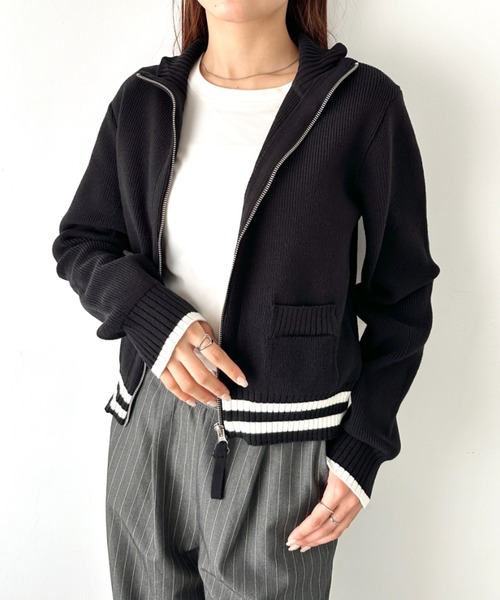 Matin Kim 黒 ジップアップ ニット セーター 長袖 新品。未使用Matin Kim マーティン・キム ジップアップニット