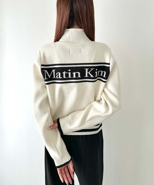 トップス Matin Kim KNIT SLEEVE BEIGE セール】Matin Kim(マーティンキム)/バックロゴ ハイネック