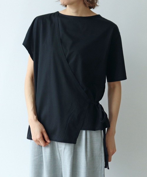 yuni(ユニ )の「スピンギザコットン カシュクールプルオーバー(Tシャツ/カットソー・レディース・ブラック/ブルー/グレー・FREE)」の12枚目の写真