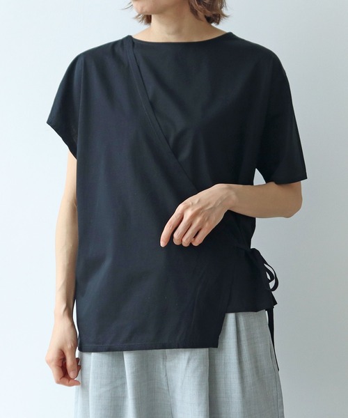 yuni(ユニ )の「スピンギザコットン カシュクールプルオーバー(Tシャツ/カットソー・レディース・ブラック/ブルー/グレー・FREE)」の11枚目の写真