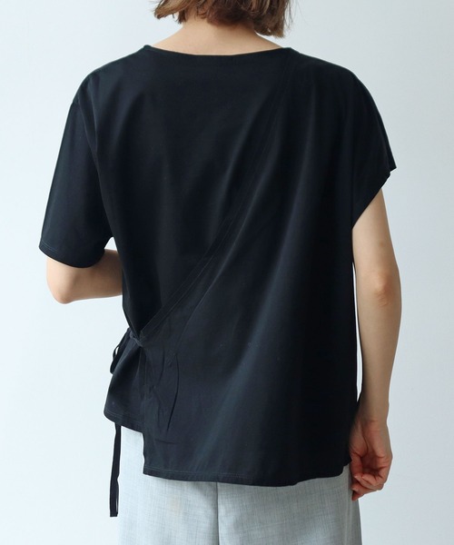 yuni(ユニ )の「スピンギザコットン カシュクールプルオーバー(Tシャツ/カットソー・レディース・ブラック/ブルー/グレー・FREE)」の9枚目の写真