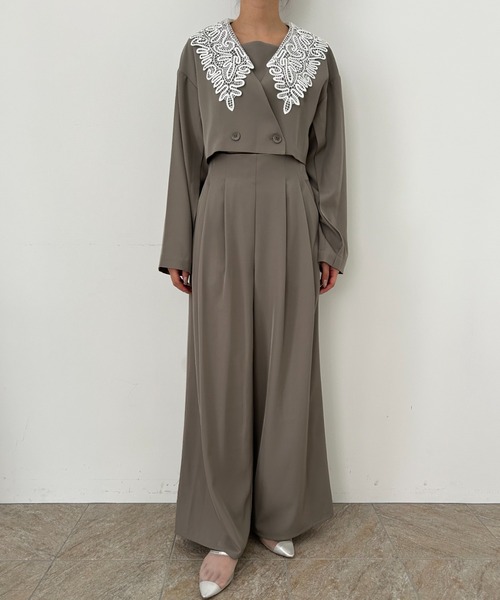 et.UNiVER パンツドレス et.UNiVER パンツドレス Standout collar all-in-pants